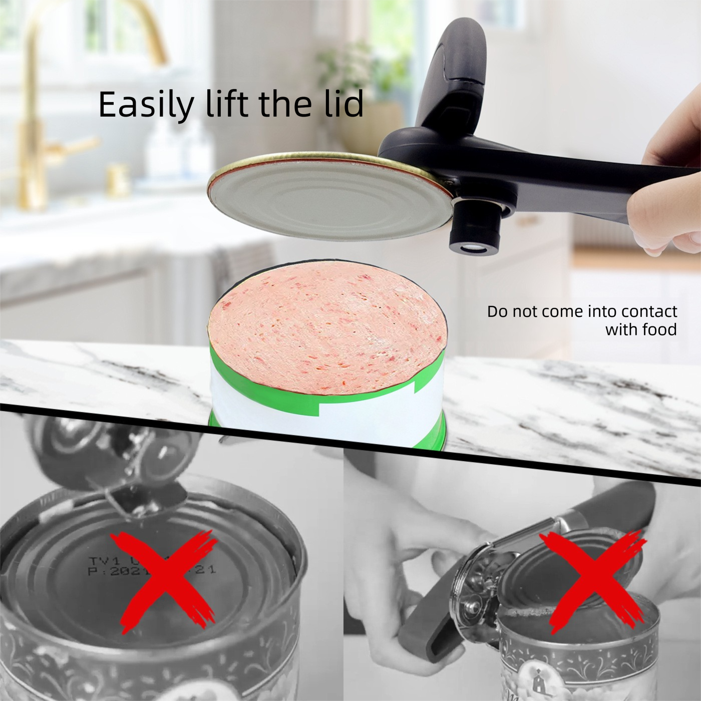 Black Multifunctional Manual Can Opener with Safe Smooth Edge Cutting view 4