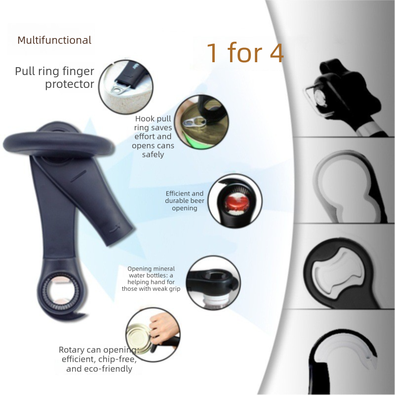 Red Multifunctional Manual Can Opener with Safe Smooth Edge Cutting view 2