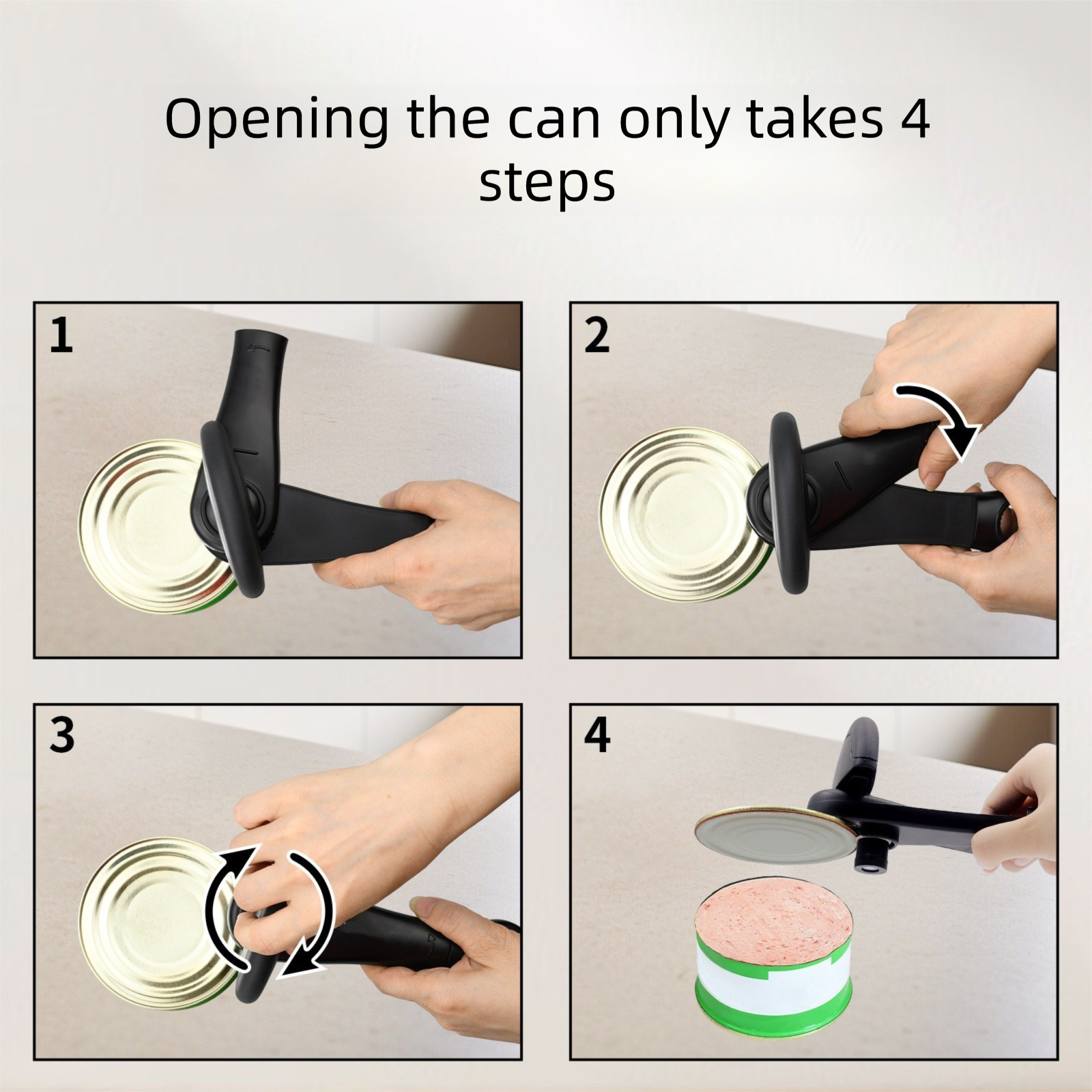 Red Multifunctional Manual Can Opener with Safe Smooth Edge Cutting view 3