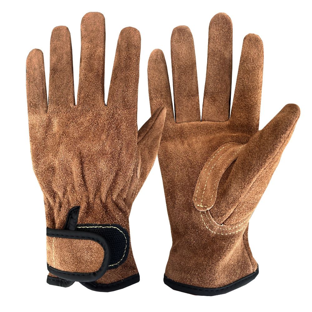 Size L Heavy-Duty Cowhide Protective Gloves with Heat Resistant and Wear-Proof