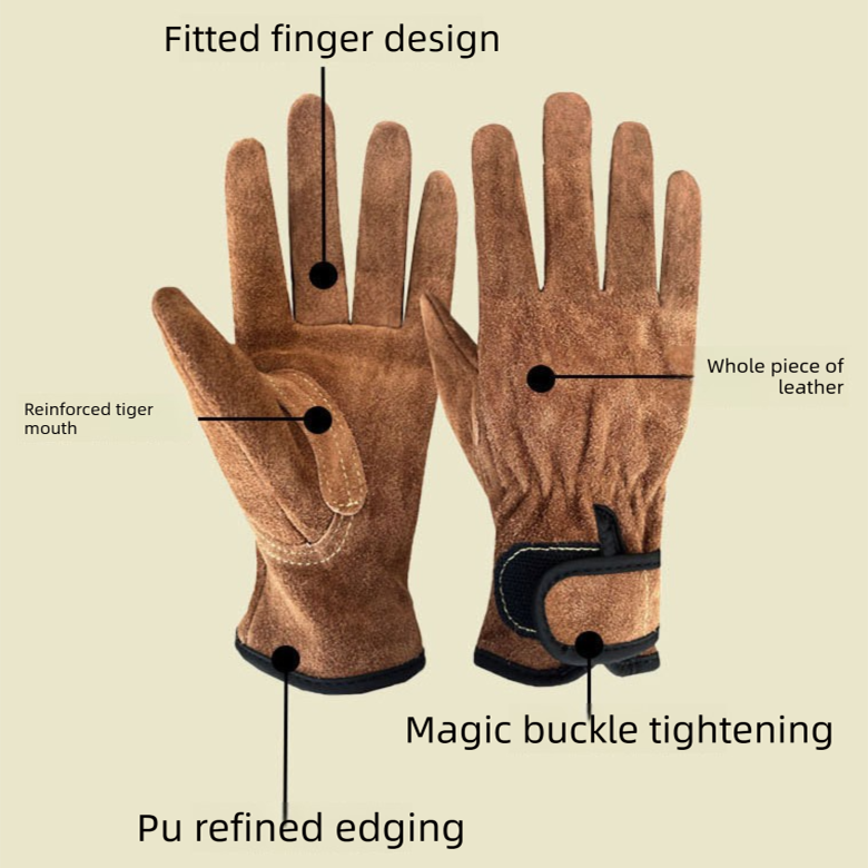 Size XL Heavy-Duty Cowhide Protective Gloves with Heat Resistant and view 4