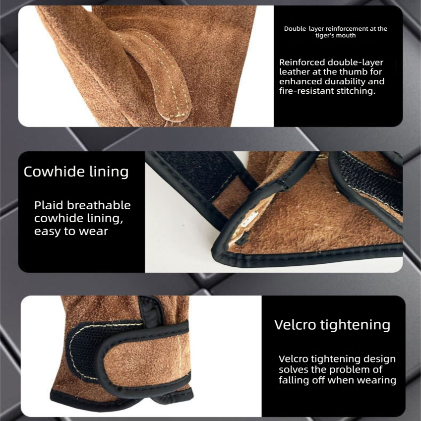 Size 2XL Heavy-Duty Cowhide Protective Gloves with Heat Resistant and view 5