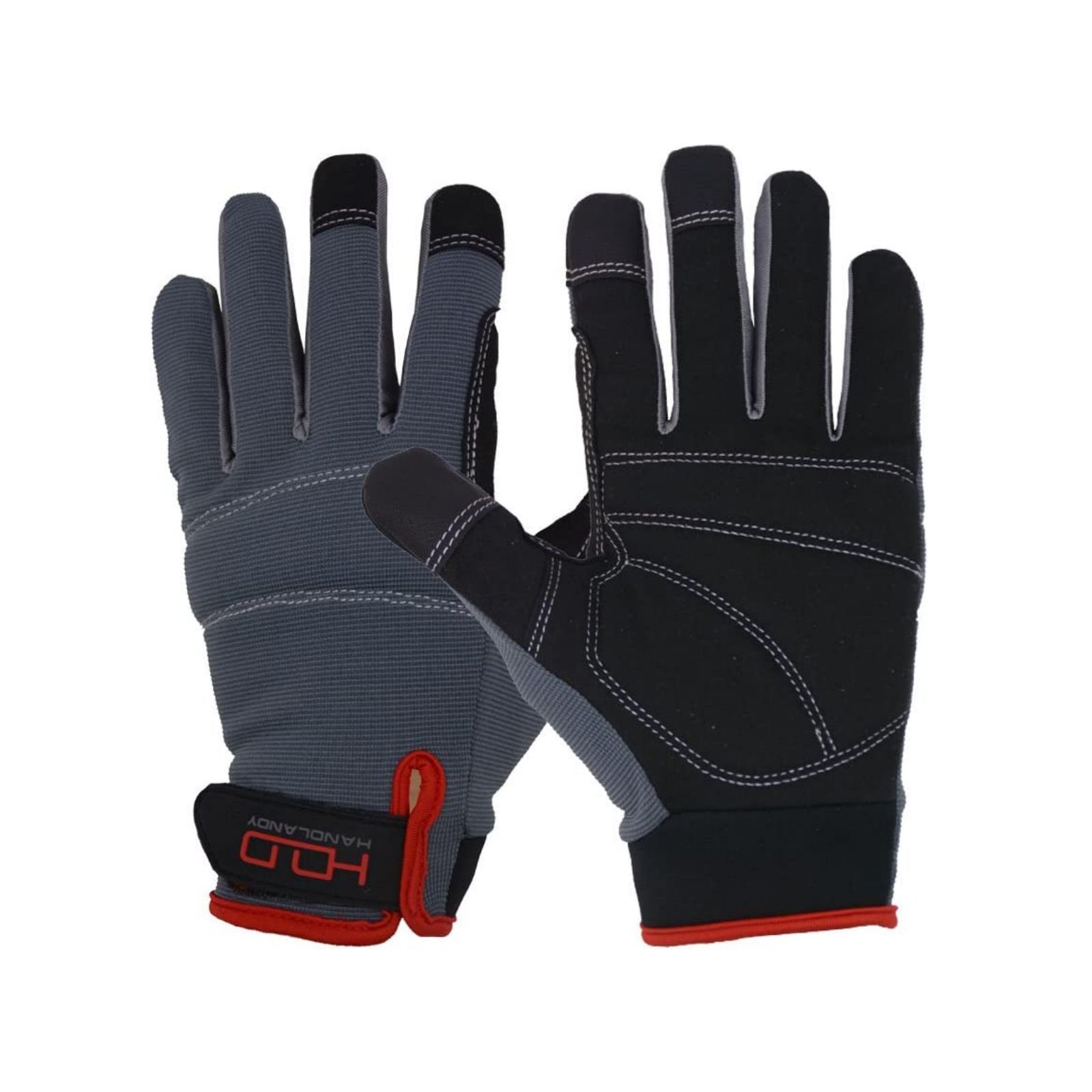 Size M Touchscreen Work Gloves - Reinforced Padded Palm with Shock Absorption