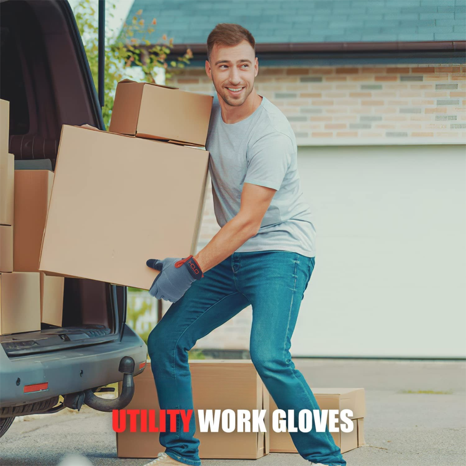 Size L Touchscreen Work Gloves - Reinforced Padded Palm with Shock Absorption view 5