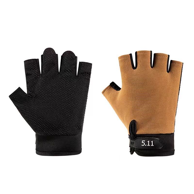 Yellow Tactical Half Finger Gloves with Hard Knuckle Protection - Non-Slip