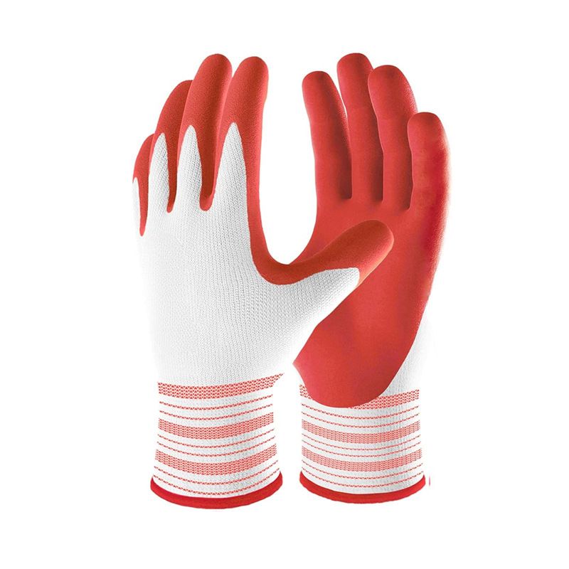 3 Pairs Red Gardening Gloves with Breathable Latex Coating - Non-Slip