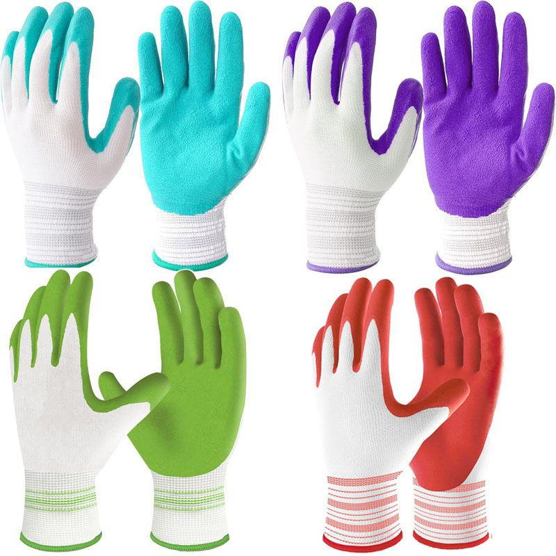 4 Pairs Red, green, blue, purple Gardening Gloves with Breathable Latex