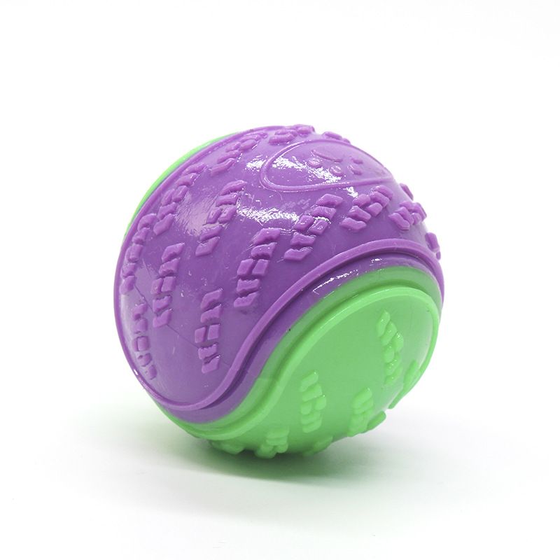 Purple and green Squeaky Dog Balls - 2-Pack Durable TPR Chew Toys for Puppies