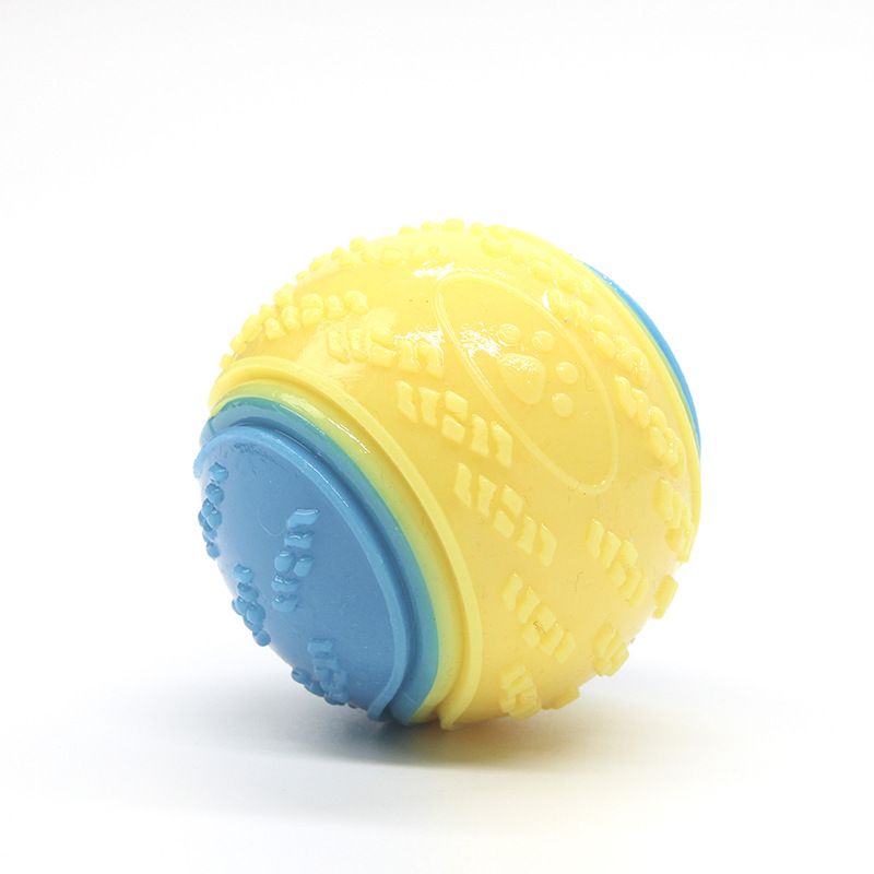 Blue and yellow Squeaky Dog Balls - 2-Pack Durable TPR Chew Toys for Puppies