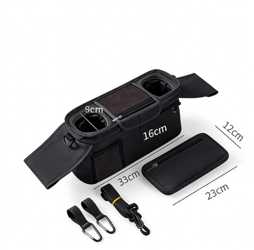 Grey Universal Stroller Organizer Bag - Durable Water-Resistant Fabric - Dual view 5