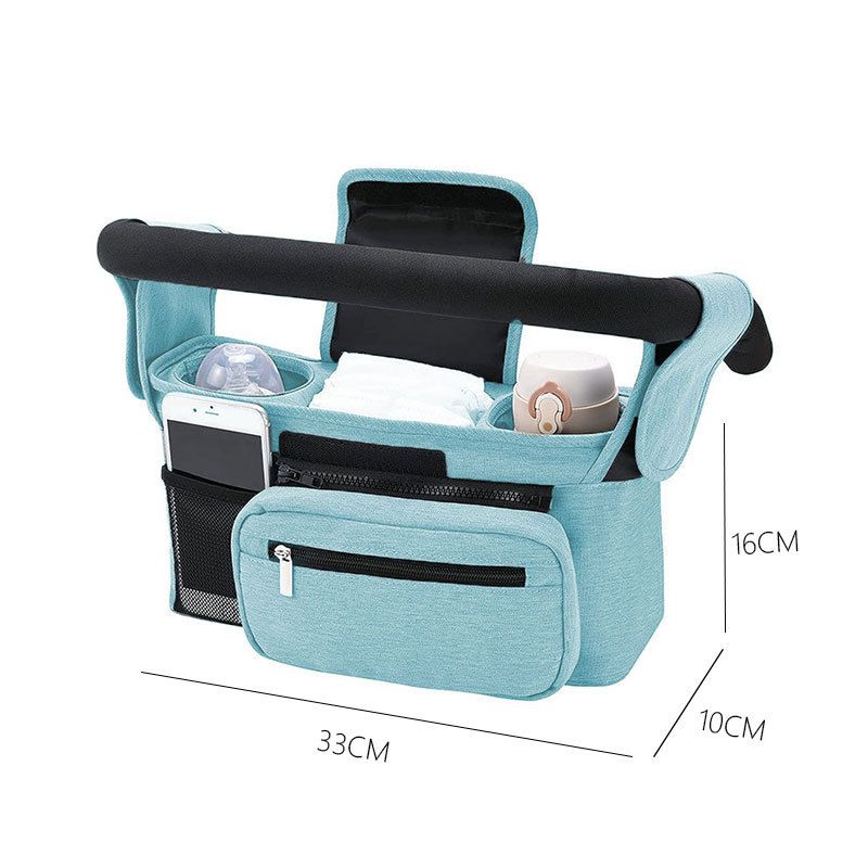 Blue Universal Stroller Organizer Bag - Durable Water-Resistant Fabric - Dual