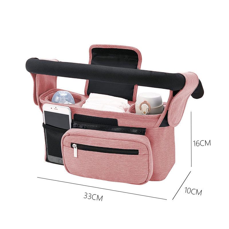 Pink Universal Stroller Organizer Bag - Durable Water-Resistant Fabric - Dual