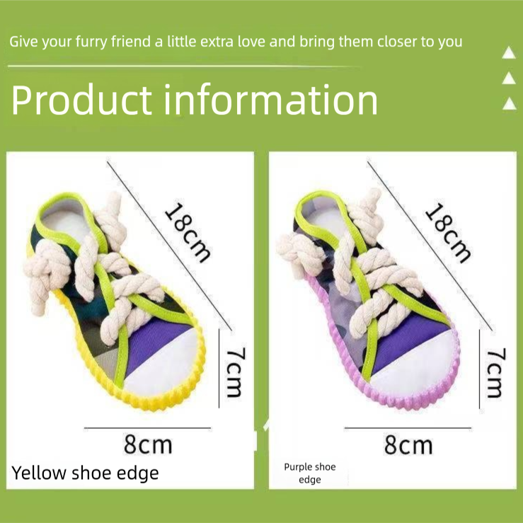 Purple Squeaky Canvas Shoe Dog Toy - Durable Realistic Sneaker Design for view 5