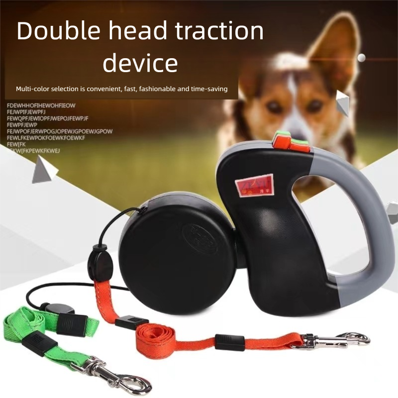 Blue Dual Retractable Dog Leash - Tangle-Free 360 Degree Rotation - Built-in view 2