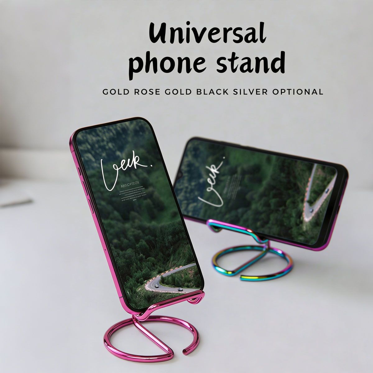 2-Pack Gold Universal Aluminum Phone Stand - Minimalist One-Piece Metal Tablet view 2