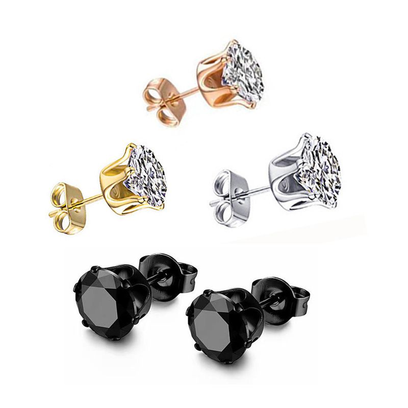 6-Pair Golden Stainless Steel Stud Earring Set - Classic 6-Prong Crown Setting view 2