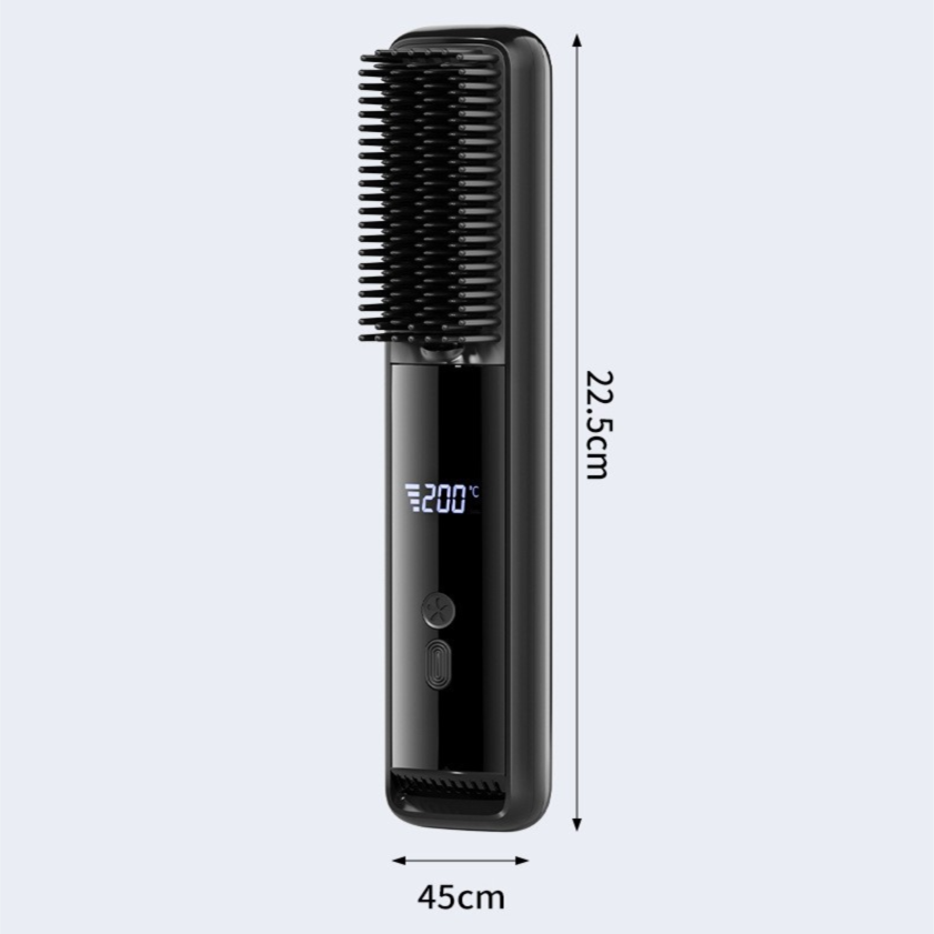 Yellow Wireless Rechargeable Hair Straightener Brush with LCD Display - USB-C view 7