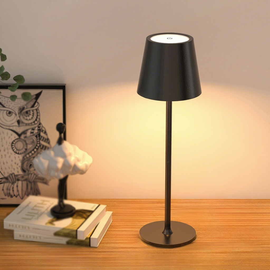 LED High-Foot Table Lamp with Touch Control - Rechargeable Dimmable Bedside view 2