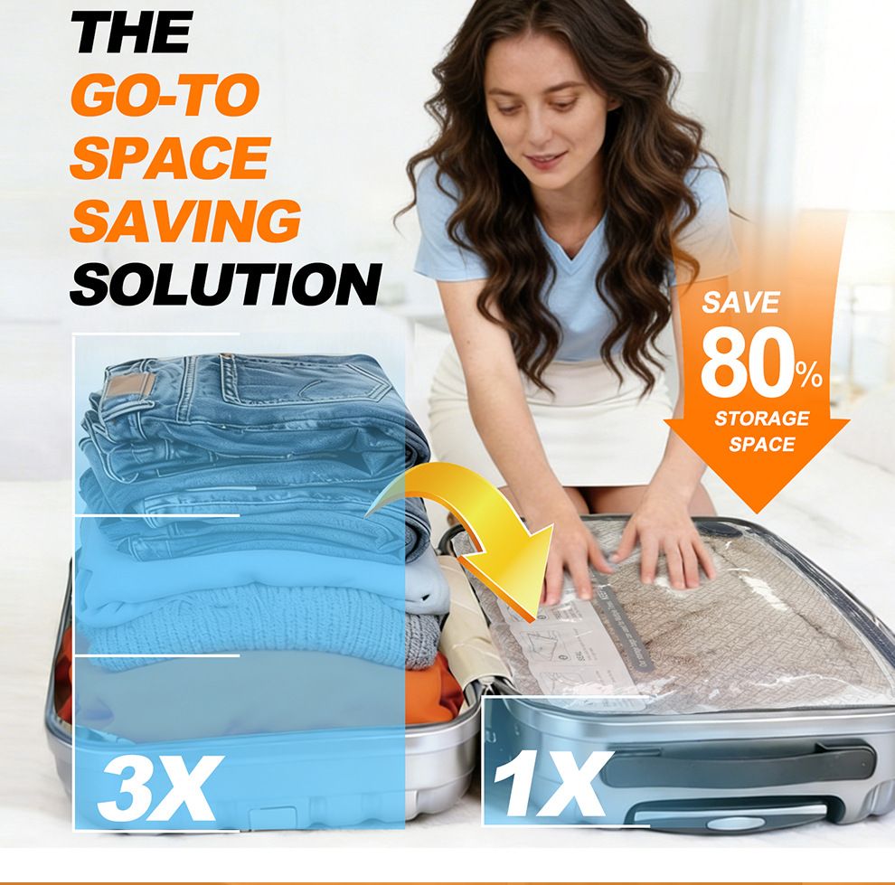 Twelve Vacuum Storage Bags Set with Hand Pump - Space Saving Compression Bags view 3