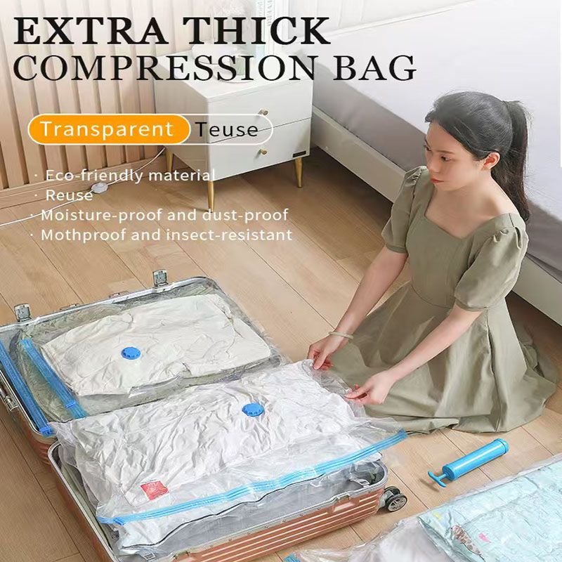 6-Piece Vacuum Storage Bags Set with Hand Pump - Multi-Size Space Saver for Quilts view 2