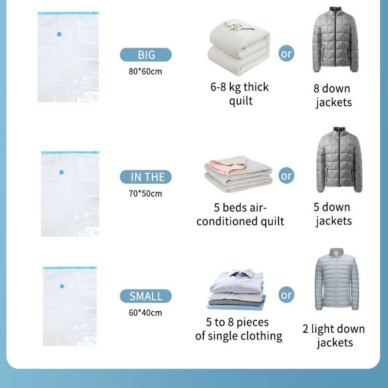 6-Piece Vacuum Storage Bags Set with Hand Pump - Multi-Size Space Saver for Quilts view 7