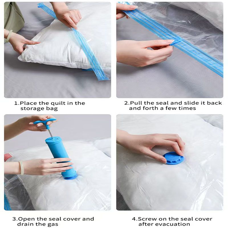6-Piece Vacuum Storage Bags Set with Hand Pump - Multi-Size Space Saver for Quilts view 9