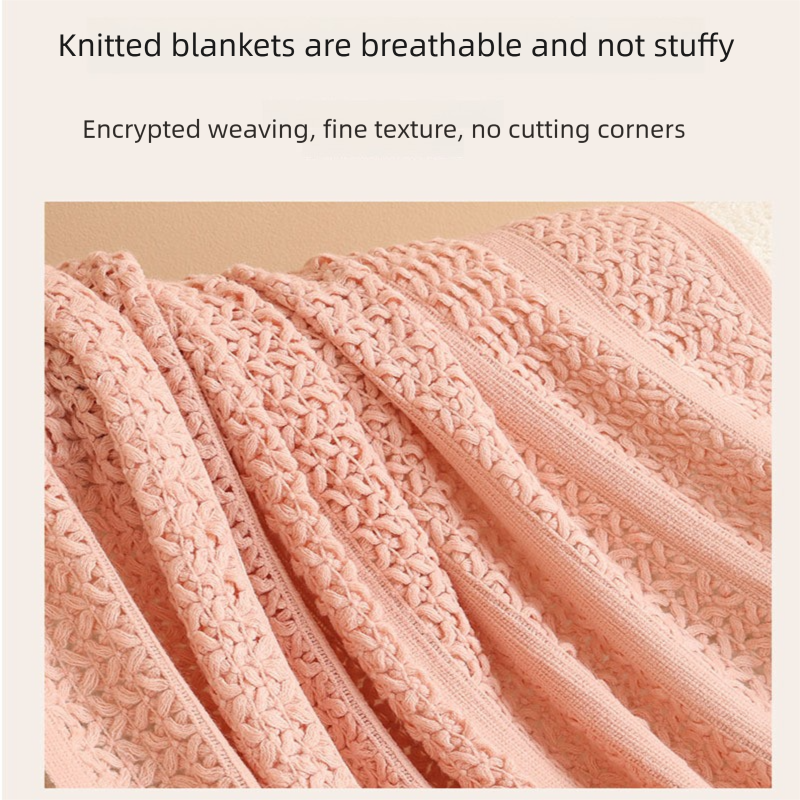 Dark grey Elegant Openwork Knitted Throw Blanket with Tassels - 127x180cm view 2