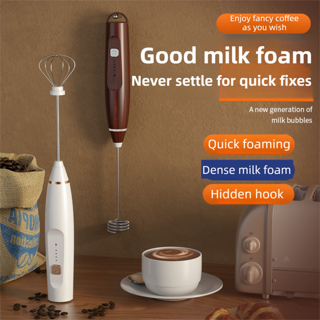 White Wireless 3-Speed Milk Frother & Egg Whisk with Dual Mixing Heads & view 2
