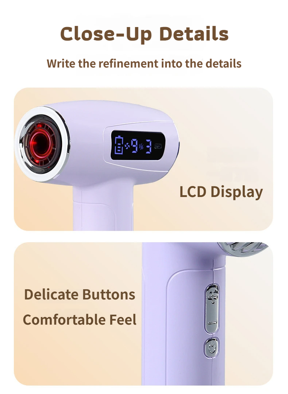 Light Green Cordless Ionic Constant Heated Hair Dryer with LCD Display & 9 view 3