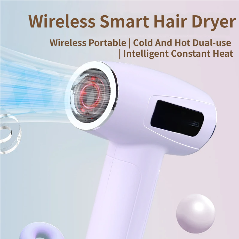 Beige Cordless Ionic Constant Heated Hair Dryer with LCD Display & 9 Wind view 2