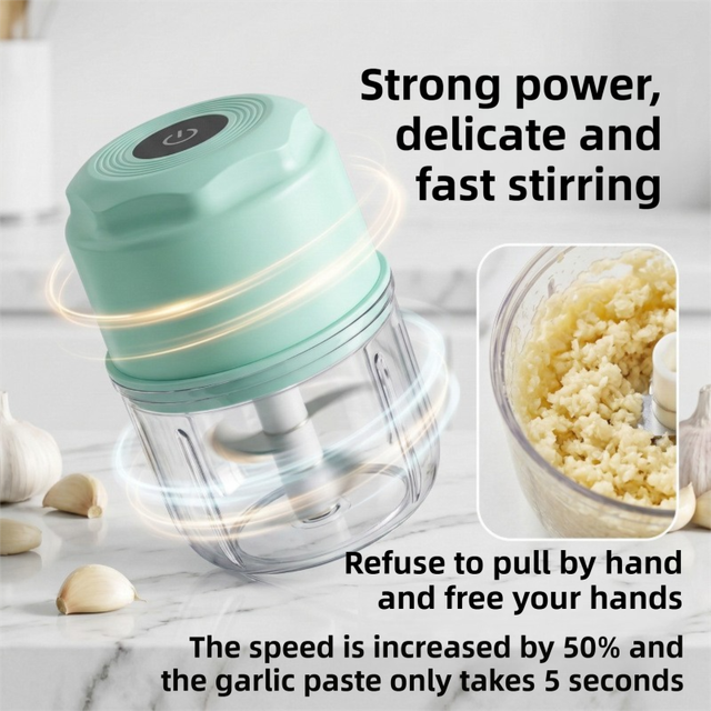 Yellow Cordless Electric Mini Food Chopper with 316 Stainless Steel Blades view 3