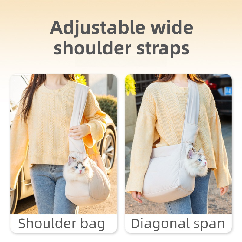 Light Grey Foldable Insulated Quilted Pet Shoulder Bag with Adjustable Peep view 4