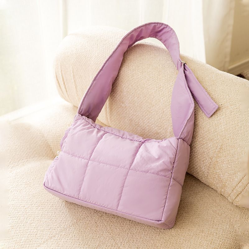 Purple Foldable Insulated Quilted Pet Shoulder Bag with Adjustable Peep Hole &