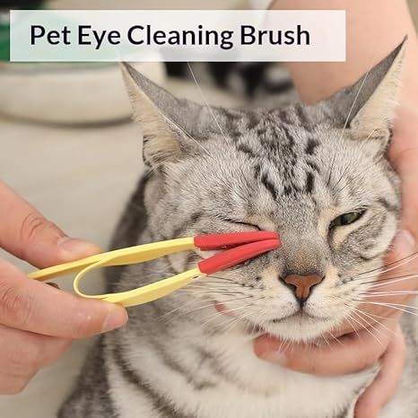 4-Pack Grey Pet Eye Cleaning Brushes with Precisice Tweezer - Silicone view 2