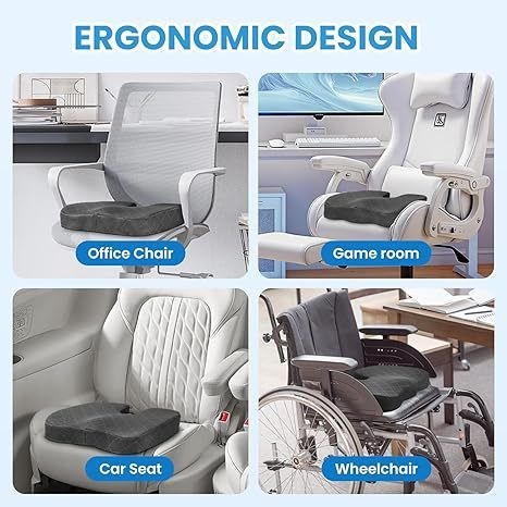Grey Ergonomic Memory Foam U-Shaped Seat Cushion - Breathable Orthopedic view 5