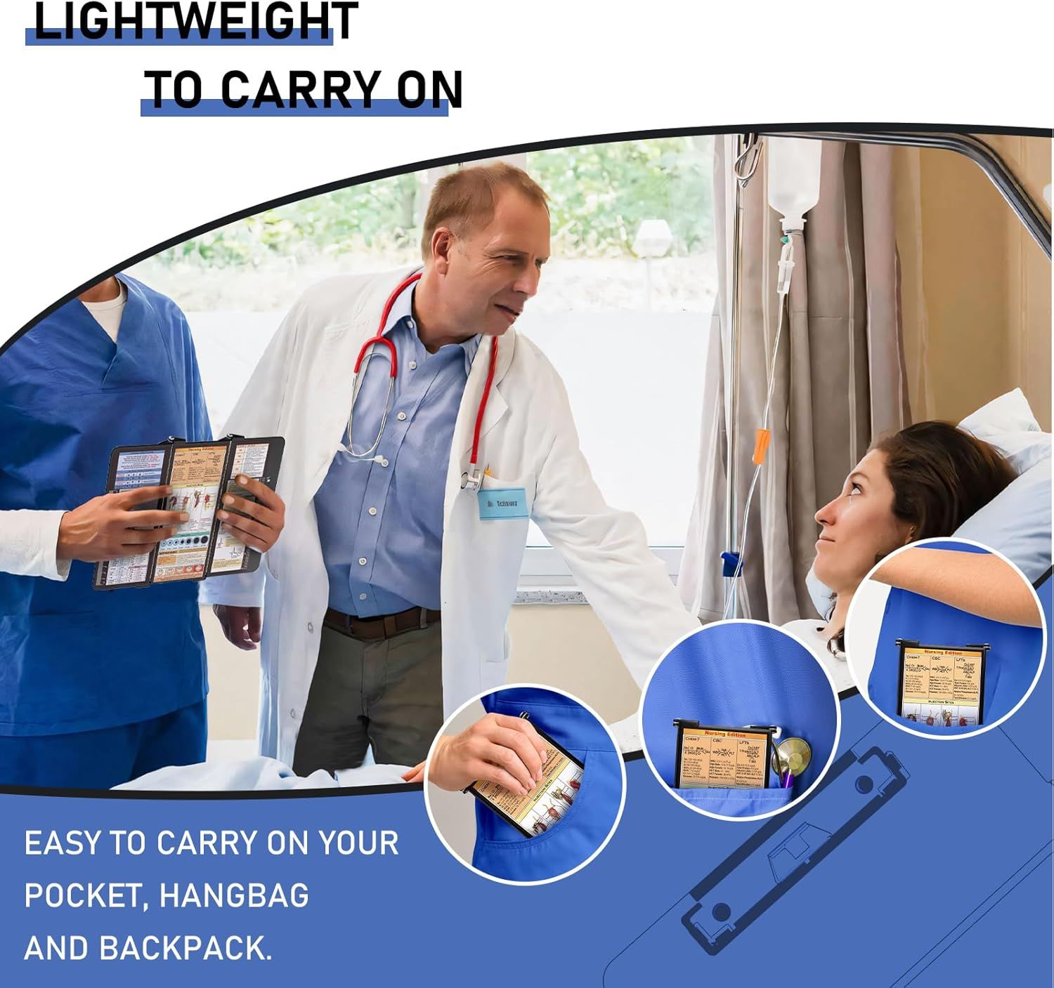 Black Waterproof Aluminum Tri-Fold Nursing Clipboard with Pen Slot view 3