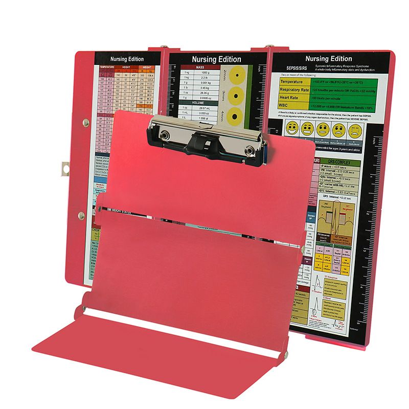 Pink Waterproof Aluminum Tri-Fold Nursing Clipboard with Pen Slot