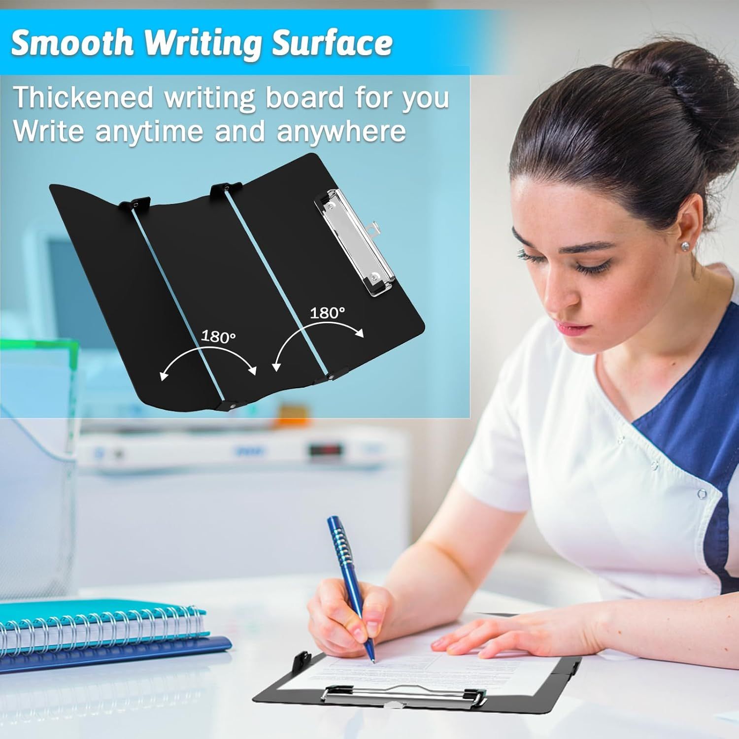 Pink Waterproof Aluminum Tri-Fold Nursing Clipboard with Pen Slot view 5