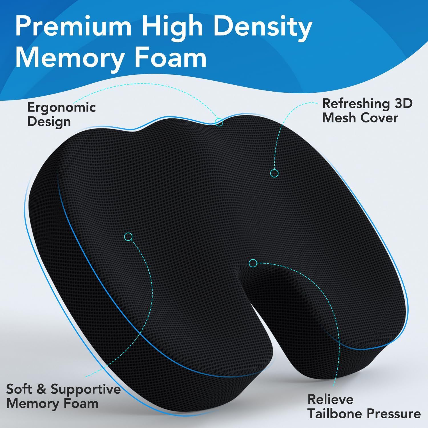 Ergonomic Memory Foam Seat Cushion & Lumbar Support Set - Soft Crystal Velvet view 2