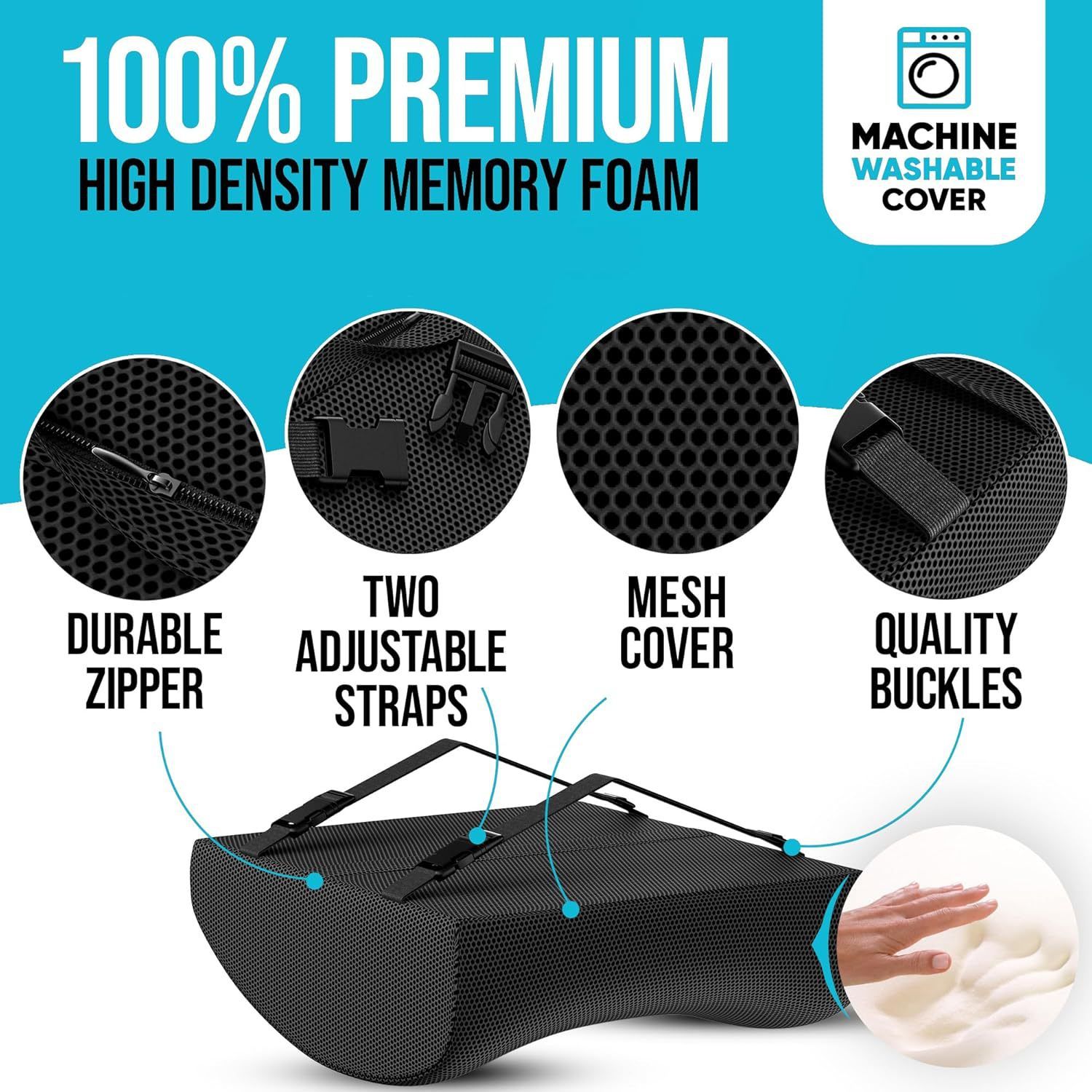 Ergonomic Memory Foam Seat Cushion & Lumbar Support Set - Soft Crystal Velvet view 3
