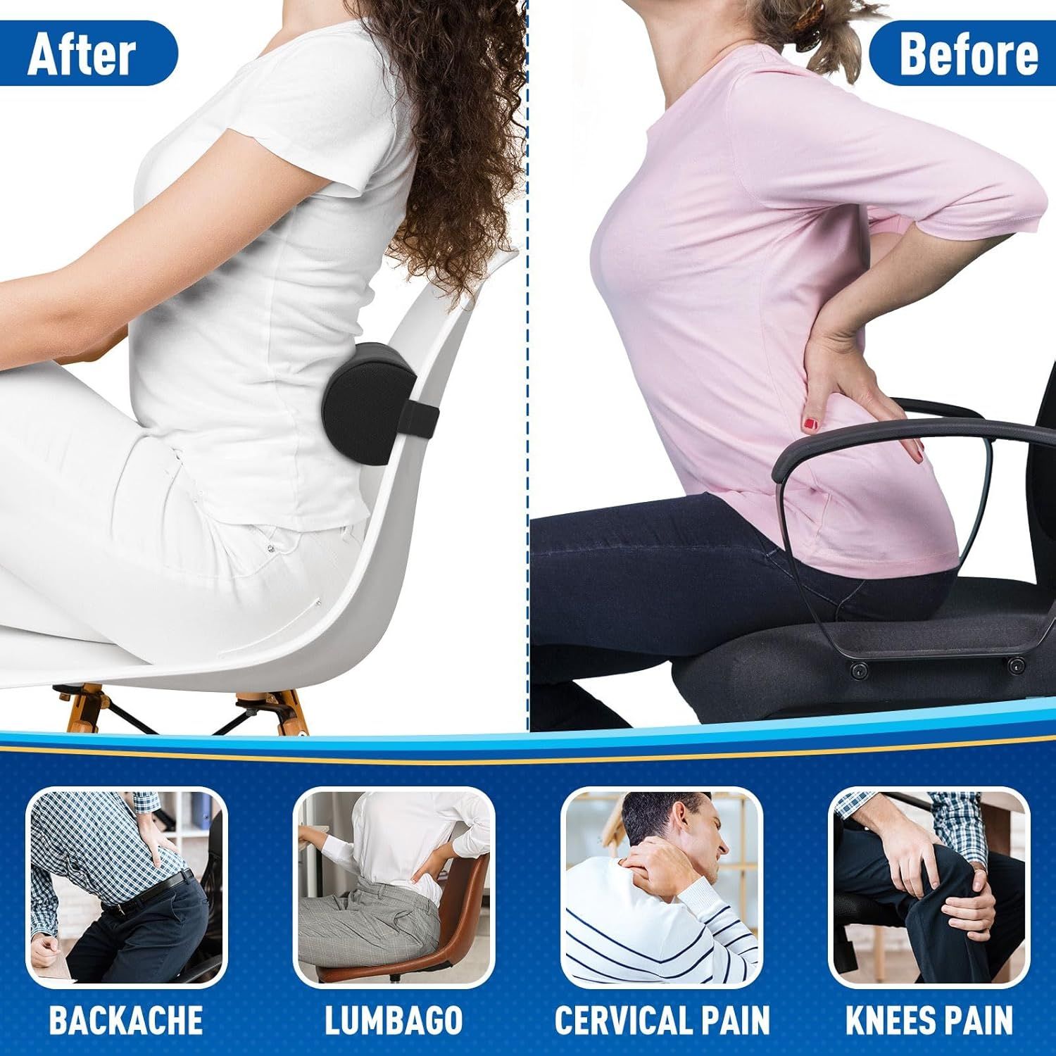 Blue Portable McKenzie Method Ergonomic Lumbar Support Roll - Adjustable view 4