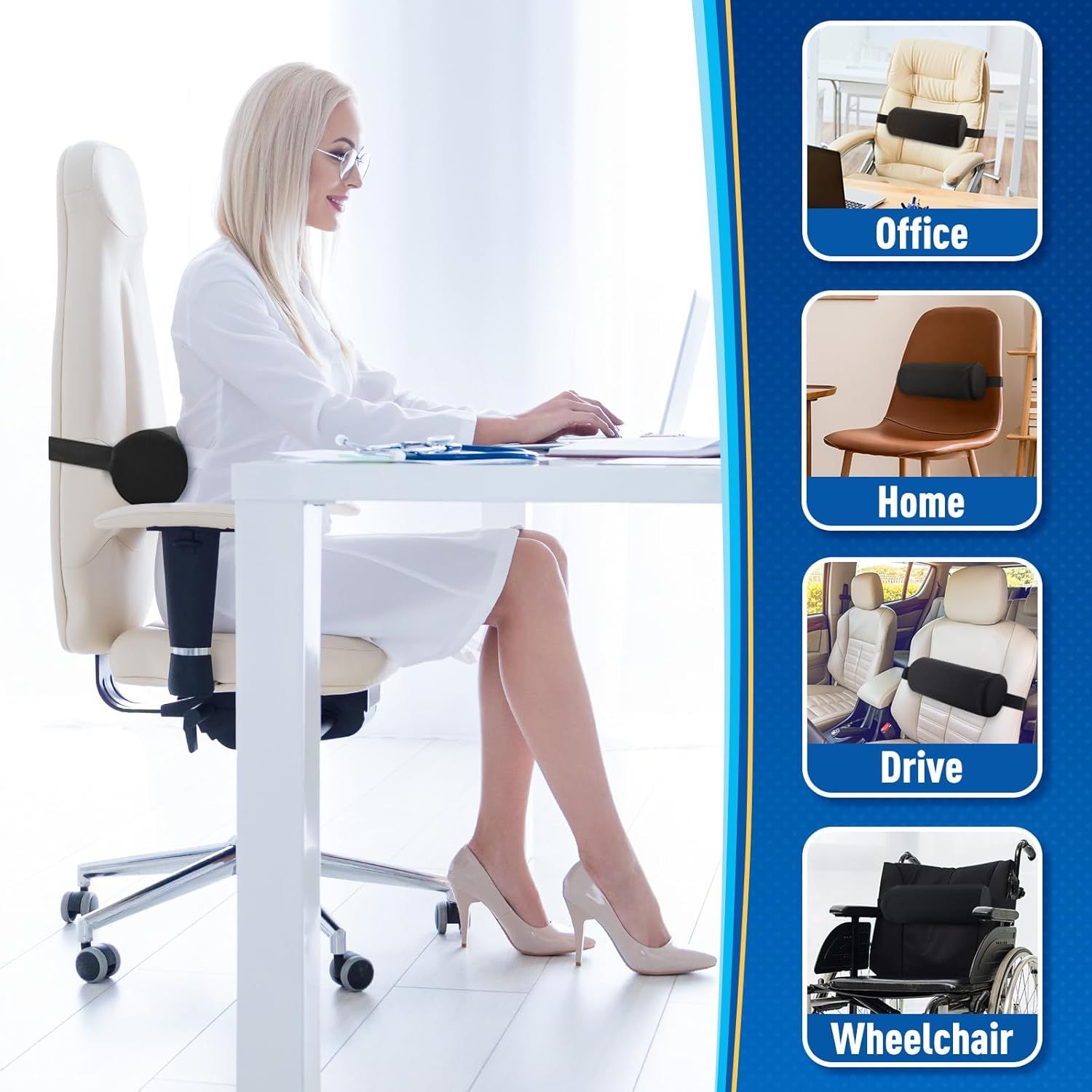 Grey Portable McKenzie Method Ergonomic Lumbar Support Roll - Adjustable view 6