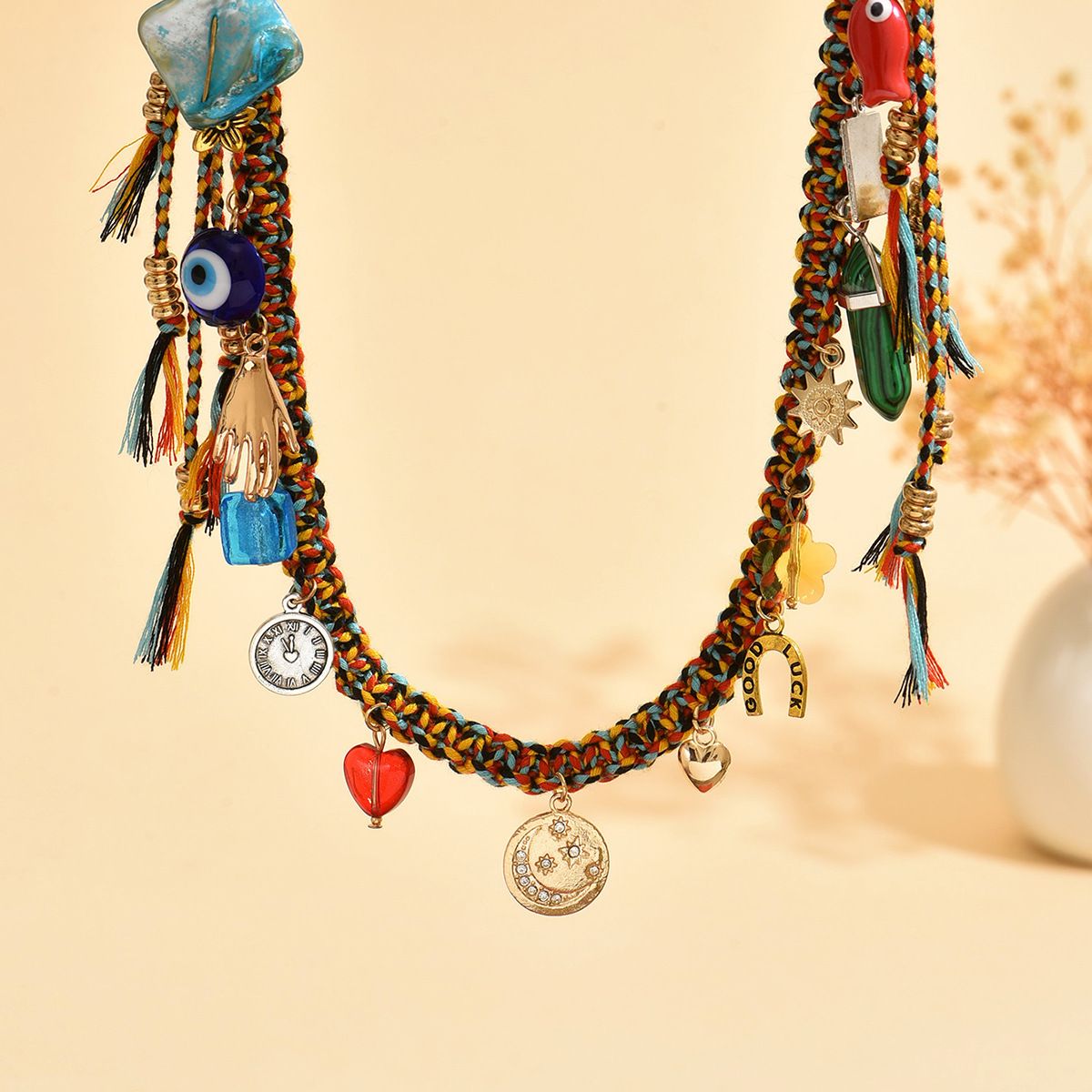 #3541 + #3546 Bohemian Vintage Ceramic Keychain Bag Charm - Multi-Layered view 4