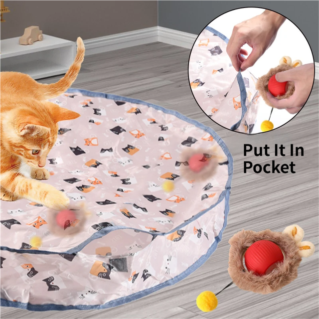Interactive Hunting Hidden Prey Cat Toy Set - Red Plush Automatic Moving Ball view 3