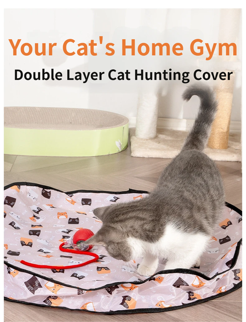 Interactive Hunting Hidden Prey Cat Toy Set - Grey Plush Automatic Moving Ball view 2