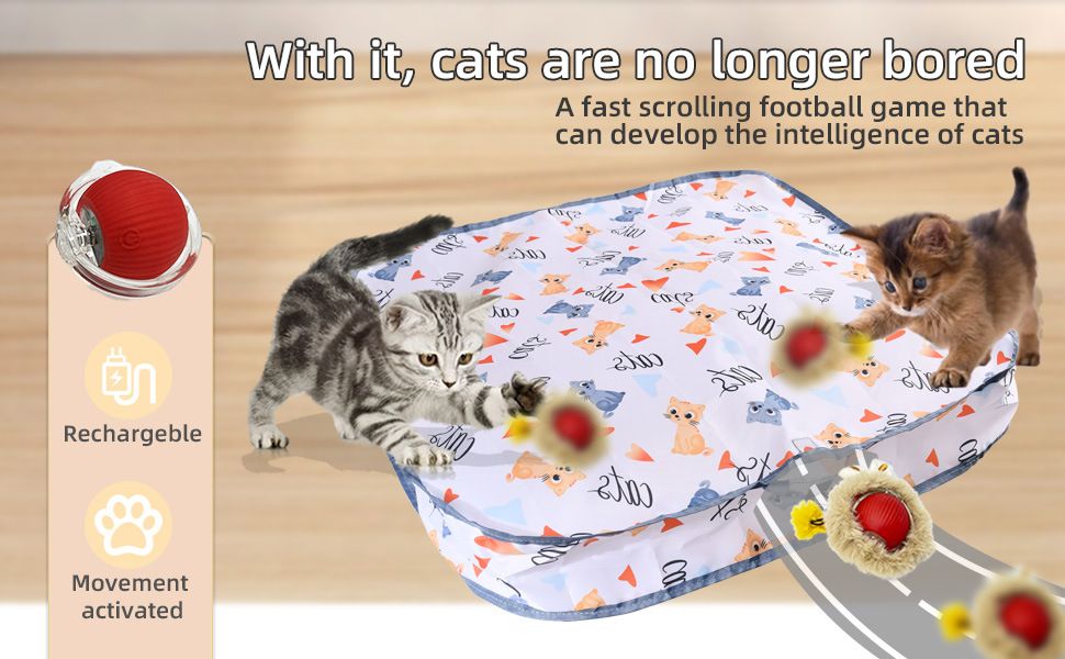 Interactive Hunting Hidden Prey Cat Toy Set - Grey Plush Automatic Moving Ball view 5