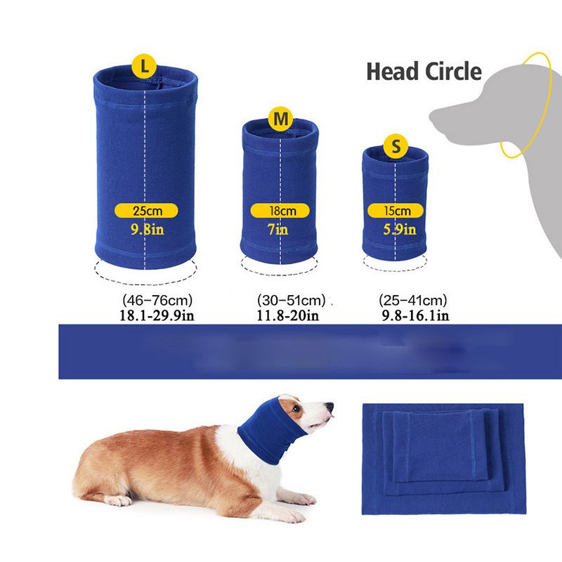 3-Pack Blue Instant Calming Dog Warm Hoods and Ear Covers (M Size) - Anxiety view 2