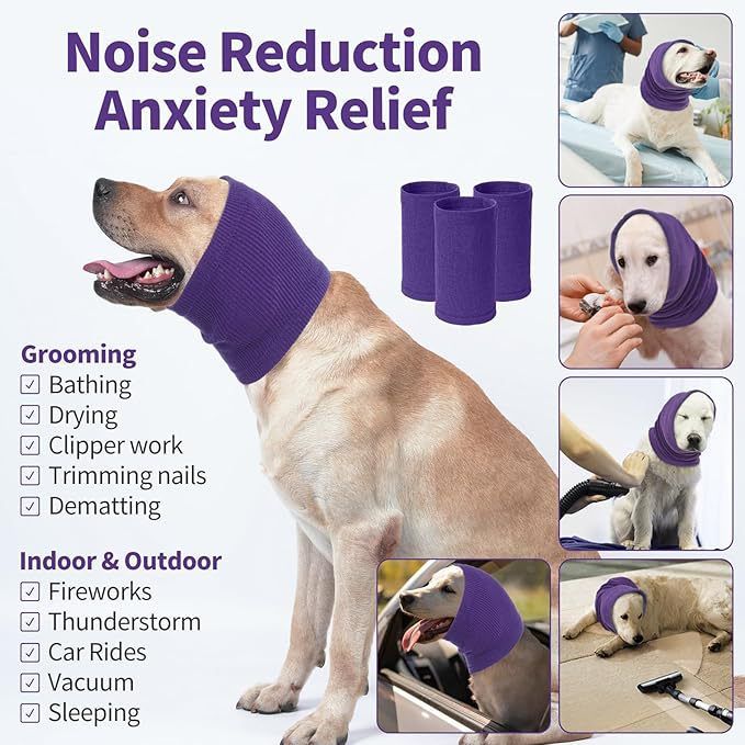 3-Pack Grey Instant Calming Dog Warm Hoods and Ear Covers (L Size) - Anxiety view 4