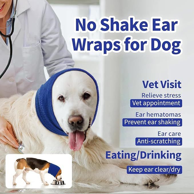 3-Pack(S/M/L Size) Grey Instant Calming Dog Warm Hoods and Ear Covers view 3