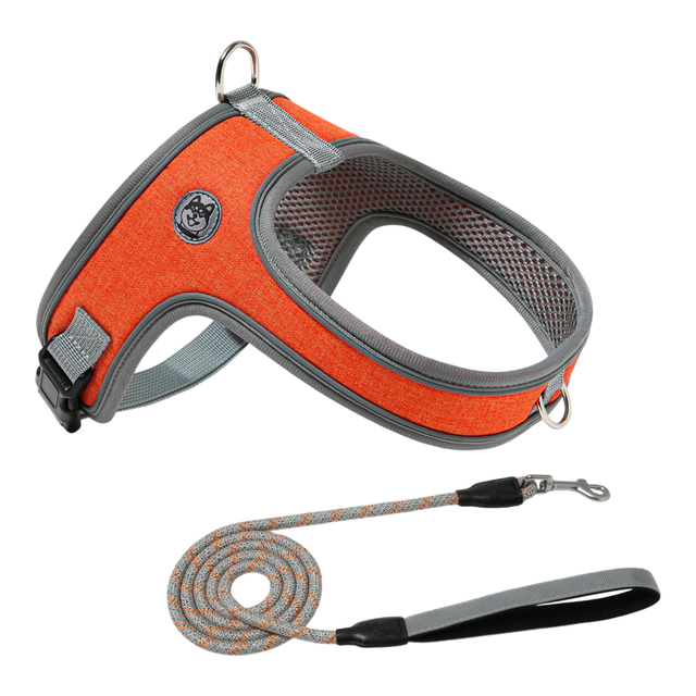 M Size Orange Waterproof Reflective Saddle-Style Dog Harness & 1.5M Leash Set — image 1